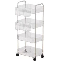 Aufbewahrungs-Organizer aus transparentem Acryl, Kosmetik-Aufbewahrungswagen, Toilettenartikel-Organizer, Nachttisch, 4 Ebenen