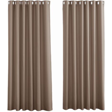 Tende oscuranti termiche, color tortora, tende con occhielli per soggiorno, isolanti, contro il freddo, oscuranti per un sonno migliore, 2 x L 140 x A 225 cm, color tortora (1/5)