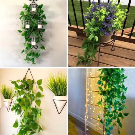 Set Di 3 Piante Artificiali Sospese, Lunghi Rami Verdi 80 Cm, Finta Edera Per Decorazione Interna/Esterna, UV Resistenti - 2