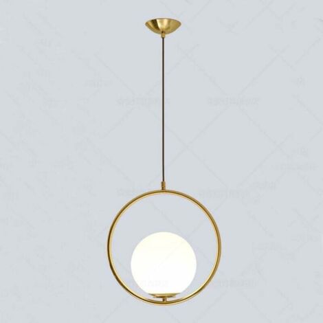Lampada a sospensione moderna in ferro e vetro, luce a LED, lampada a sospensione a sfera in vetro con metallo dorato (oro)