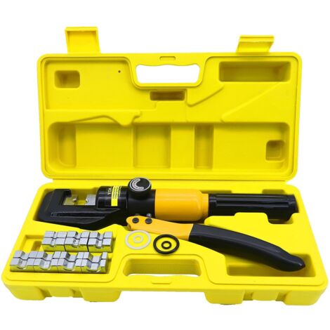 Pinza crimpatrice per elettricisti, set di pinze crimpatrici idrauliche da 10 tonnellate e 9 matrici, pinza crimpatrice idraulica, pinza crimpatrice per terminali a cricchetto per cavi da 4-70 mm² (nu (1/5)