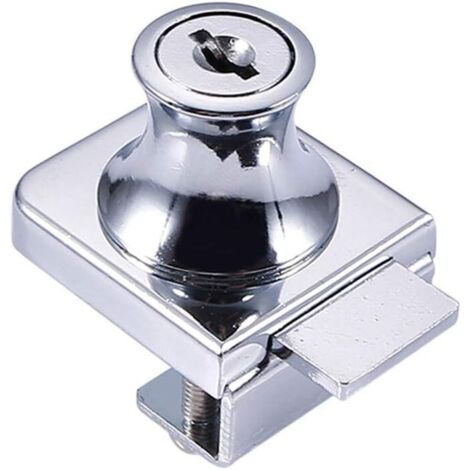 Serratura per porte in vetro, serratura in acciaio cromato, serratura per griglia in vetro, serratura per porte in vetro, serratura per vetrine con, per foro per porte in vetro da 5-8 mm con 2 chiavi (1/5)