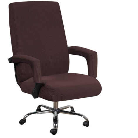 Coprisedia da ufficio con braccioli, 1 pezzo, Lycra jacquard, antiscivolo, morbido, elastico, lavabile in lavatrice, poliestere, marrone, taglia XL (1/5)