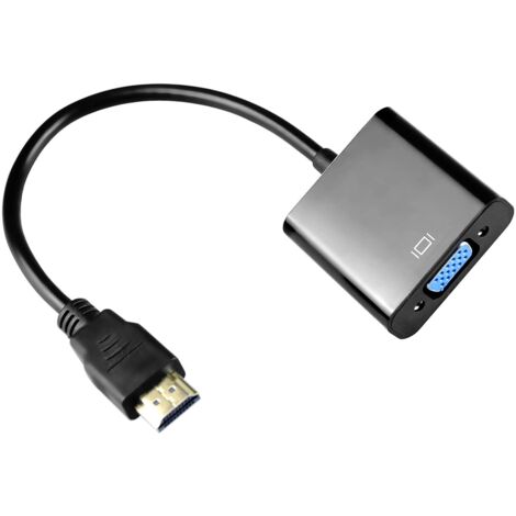 Adattatore da HDMI a VGA 1080P, HDMI VGA con jack di ricarica (alimentazione), Micro USB e uscita audio da 3,5 mm per MacBook, laptop, Apple TV, TV Box (nero) (1/5)