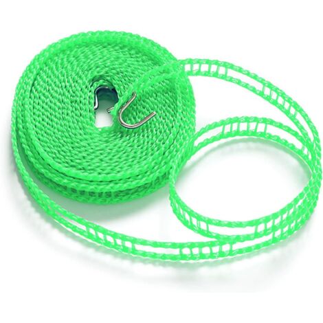 Kit Stendibiancheria Da Esterno Con Corda In Nylon E Gancio - Fune In Acciaio Rivestita Plastica Verde, Per Giardino E Campeggio - 3