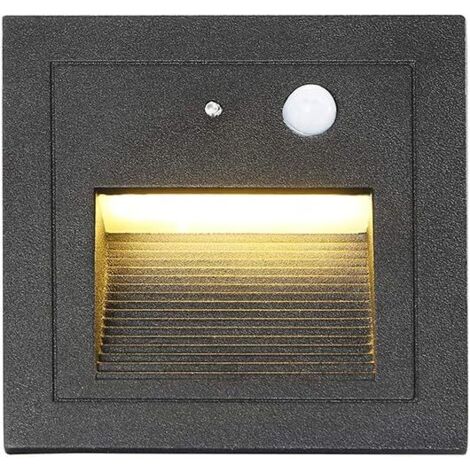 Ineasicer 1 confezione da faretto da incasso a parete a LED 3W luce da parete luce scale lampada con sensore di movimento luce da incasso a pavimento luce scale 2800K bianco caldo (1/5)