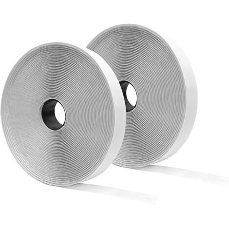 Nastro adesivo in velcro Ineasicer 25 metri x 25 mm, striscia autoadesiva antigraffio, nastri adesivi, larghezza 25 mm, gancio 25 m e anello 25 m, bianco (1/4)