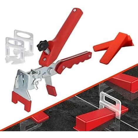 Kit di livellamento per piastrelle Ineasicer con 1 pinza, 100 clip (3 mm), set di cunei riutilizzabili da 100 pezzi, sistema di livellamento per spessori di piastrelle da 3 a 12 mm (1/5)