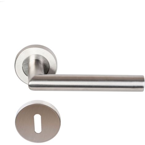 Set di maniglie per porta del bagno e del WC a forma di L in acciaio inox, argento spazzolato