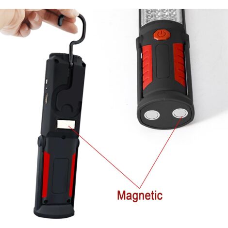 Lampada COB Magnetica Portatile di Emergenza, Torcia da Esterno, Ricarica USB, Lampada per Riparazione Auto, Luce LED per Ispezione e Lavoro