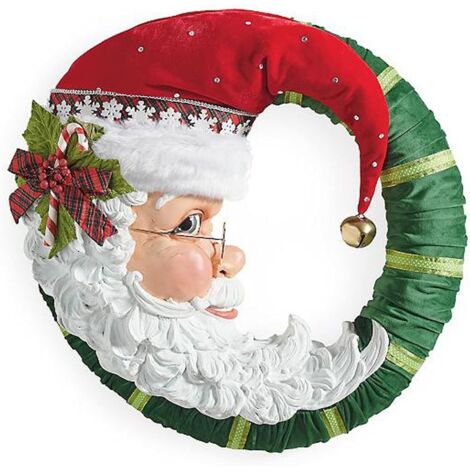 Altre decorazioni per ghirlande natalizie, ghirlanda di Babbo Natale e luna da 14 pollici, ghirlanda natalizia per porta, ghirlanda natalizia per ghirlande natalizie, decorazioni per porte d'ingresso, (1/5)