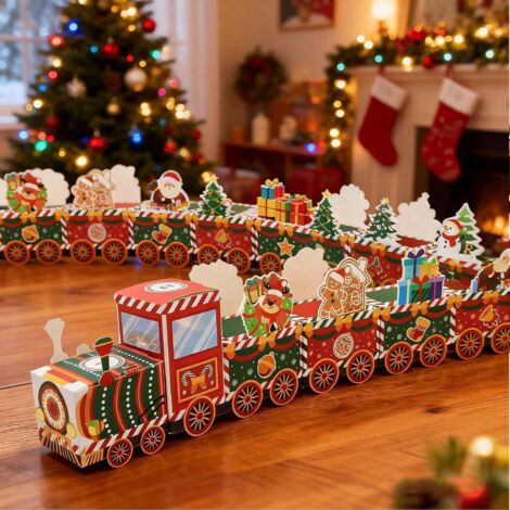 Calendrier de l'Avent à remplir - Boîtes décoratives en train - Compte à rebours de 24 jours pour bonbons et petits cadeaux (1/5)