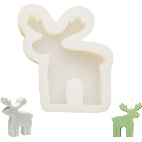 Stampo per candela 3D a forma di alce natalizio – Stampo in silicone per candele natalizie – Stampo in silicone per candele natalizie per candele profumate, saponi, caramelle