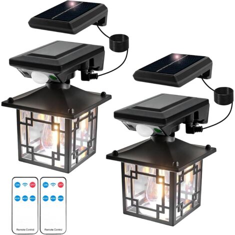 Lampada da parete solare vintage per esterni, 2 pezzi, lampada solare per esterni con sensore di movimento, luce da giardino impermeabile IP65, potente lampada da parete per esterni (separabile) (1/5)