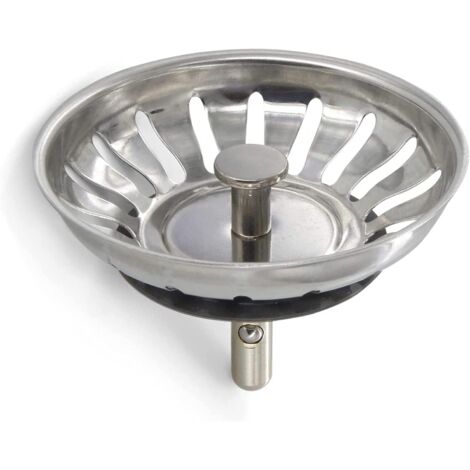 Tappo per lavello da cucina in acciaio inox da 2 pezzi - Filtro universale per lavello (diametro: 78 mm), griglia anti-intasamento per lavello, cestello per lavello a scarico rapido (1/5)