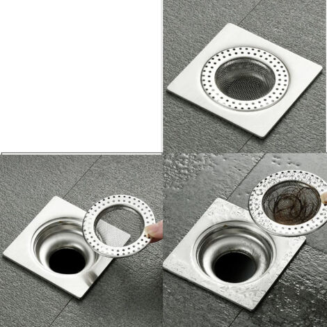 Filtro per scarico a pavimento in acciaio inossidabile, rete di scarico in acciaio rotonda, filtro per doccia, pezzo di rete anti-blocco (82 mm