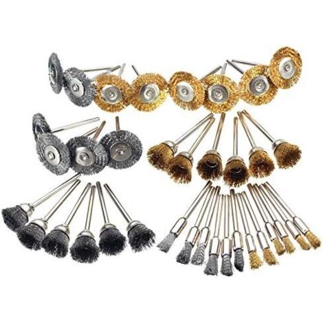 36 pezzi di spazzole metalliche, spazzole per lucidatura in acciaio e ottone, spazzole metalliche, kit di pulizia e lucidatura, utensili rotanti in ottone. (1/5)