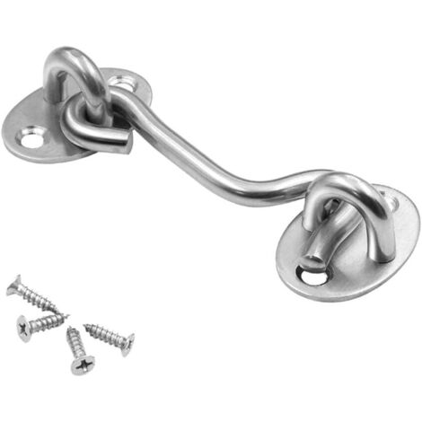 BETOOL - Gancio A Chiavistello, 1 Gancio Per Chiavistelli E Bulloni, In Acciaio Inox, Multiuso, Per Cancello, Finestra, Porta, Silenzioso, Con Viti - 4