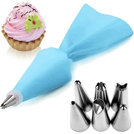 Set di ugelli per decorare torte con 6 ugelli in acciaio inossidabile, blu (1/5)