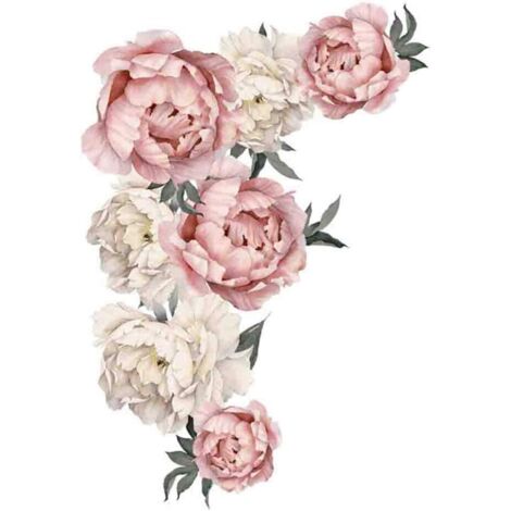 Adesivo da parete rimovibile con motivo a fiori di peonia, sfondo rosa impermeabile per la decorazione della camera da letto.