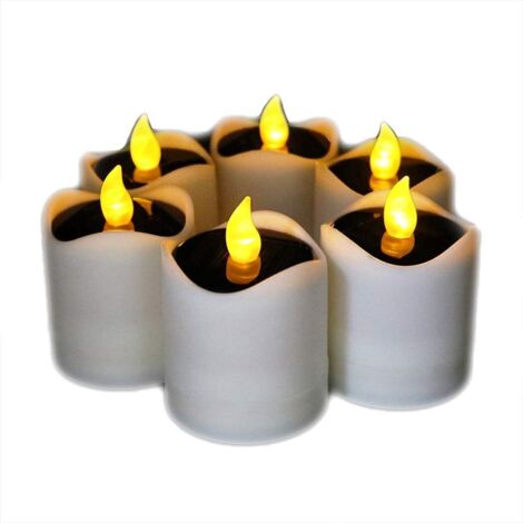 candele a LED, candele a fiamma solare, candele a LED - realistiche e luminose, alimentate ad energia solare, tremolanti, impermeabili, per tavolo votivo, feste, compleanni, matrimoni, Natale