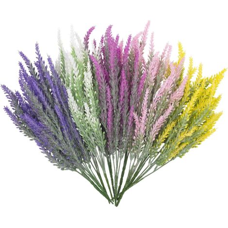 Fiori artificiali di lavanda, bouquet floccato colorato fai da te, decorativi, in vaso, per giardino, design di simulazione, fiori per matrimonio, giardino, ufficio, decorazione, 10 pezzi, colore casu (1/5)