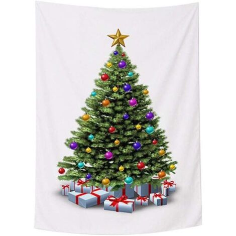 Arazzo natalizio con albero di Natale, arazzo in tessuto da appendere alla parete, per camera da letto, soggiorno, dormitorio, decorazioni 100150 cm -