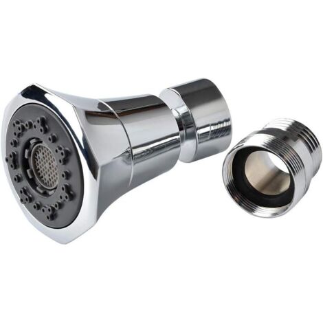 Aeratore per lavello da cucina a doppia funzione, a 2 flussi, rotazione a 360°, rubinetto girevole per risparmio idrico con adattatore filettato femmina da 22 mm, attrezzo di estrazione in plastica.