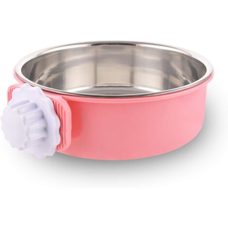 Ciotole per animali domestici, in acciaio inox, da appendere, per cibo e acqua, rimovibili, per cani, gatti, piccoli animali (rosa)-TREETALK (1/5)