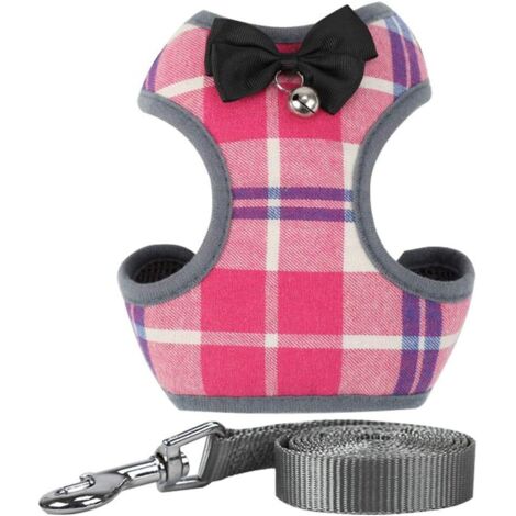 Pettorina per cani, pettorina per cani, pettorina per gatti, pettorina per gatti per escursionismo, gilet in morbida rete traspirante per cani di piccola taglia, gatto MZ123 (L, rosa)- (1/5)