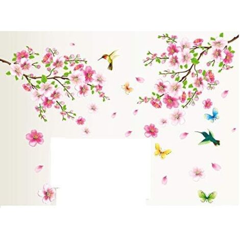 Adesivo da parete XXL fiori di pesco uccelli farfalle Adesivi da parete Adesivi da parete Adesivi da parete soggiorno camera da letto deco-
