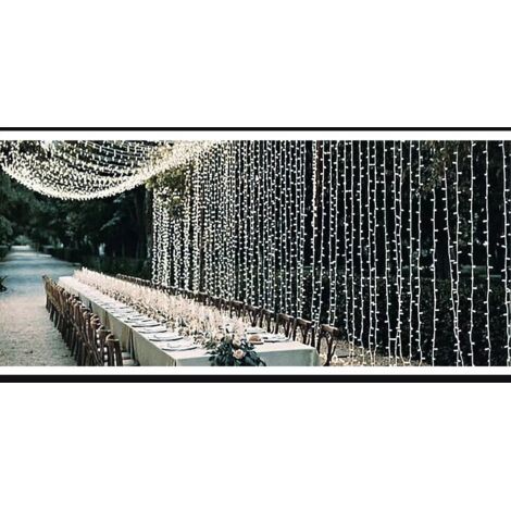 Stringa di luci a tenda a 300 LED 3M3M 8 modalità di illuminazione IP44 impermeabile per esterni e interni, decorazione per Natale, matrimonio, compleanno, finestra, casa, patio 31V bianco brillante (1/5)