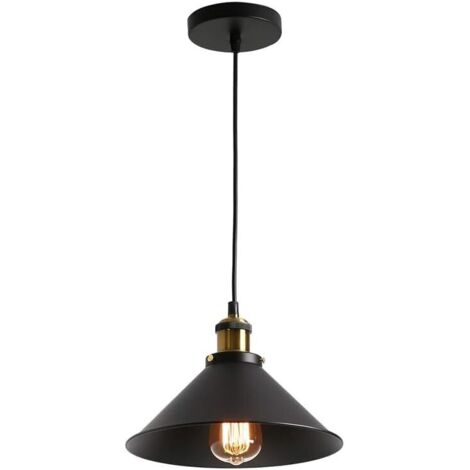 Lampada a sospensione moderna in metallo con paralume nero, finitura nero opaco, stile industriale, regolabile, per isola cucina o sala da pranzo (26 cm) (1/5)