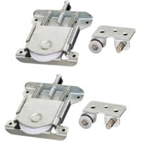 Set di 2 elementi per ante scorrevoli per armadio, ruote, rotelle, rulli, guide con ammortizzatore, portata 20 kg-