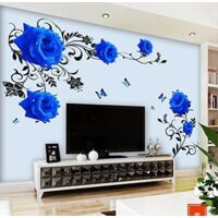 Adesivo da parete Rose blu viticcio fiori XL Adesivi da parete Adesivi da parete Decorazione soggiorno camera da letto Adesivo da parete Decorazione-