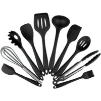 Set di 10 utensili da cucina in silicone, senza BPA - Nero -