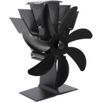 Ventilatore termoelettrico a 7 pale per stufe a legna, realizzato in lega di alluminio (nero)