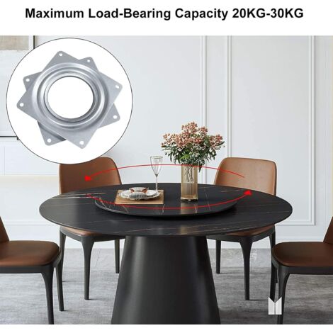 Placa Giratoria Lazy Susan Cuadrada De 6 Pulgadas - Acero Galvanizado, Rodamiento De Bolas, Carga 500 Lbs