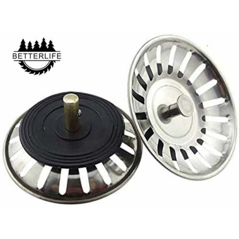 Colador de cesta universal, 8 cm, acero inoxidable, filtro para fregadero de cocina, tapón de fregadero de doble capa, filtro, escurridor de fregadero para cocina y baño