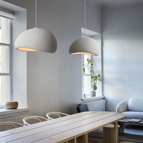 Lámpara De Techo De Madera Y Piedra Natural - Estilo Japonés Wabi-Sabi, Base E27, 3 Colores De Luz Ajustable