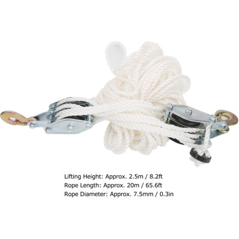 Polea De Nailon Varal Kit 2 De 8 Cm Con Gancho Y Cuerda De 20 M Y 4 Mm