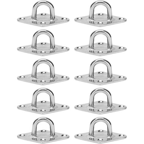 Lote de 10 ganchos de suspensión robustos en acero inoxidable 316, adaptados a una instalación interior o exterior con diversos acabados (5 mm) (1/5)
