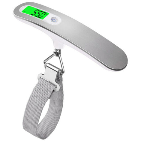 Báscula electrónica portátil para equipaje, color gris, digital, peso máximo: 50 kg/110 lb, adecuada para viajes y compras. (1/3)