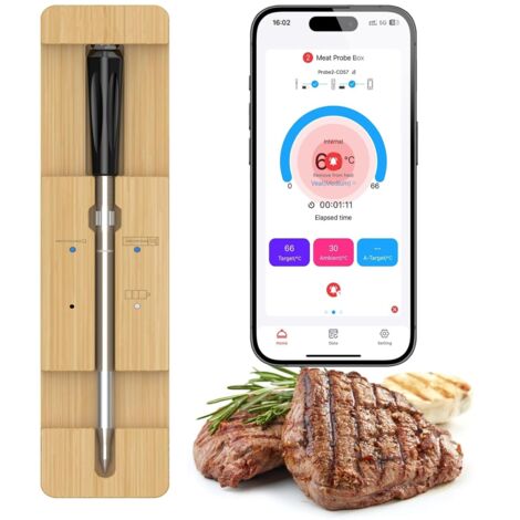 Sonda de cocina inalámbrica Bluetooth, termómetro magnético de precisión para carne, alarma para smartphone, para cocina (1/5)