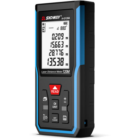 Medidor de distancia láser digital, H-D100A 100, medidor de distancia láser digital, medición de longitud, área, volumen y teorema de Pitágoras con retroiluminación LCD, IP54DIY›Herramientas manuales (1/4)