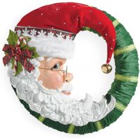 Corona navideña, corona de Papá Noel de 14 pulgadas, corona navideña para la puerta de entrada, corona navideña utilizada para decoración navideña, decoración de la puerta de entrada, decoración de la