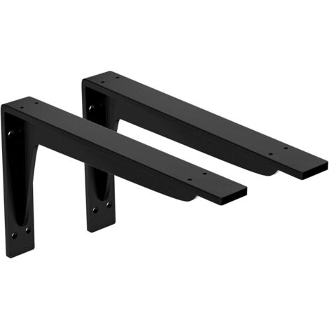 2x Schwerlast Regalhalter in 10 Größen und 2 Farben auswählbar bis zu 200kg Belastbar (Schwarz, 440x145mm)