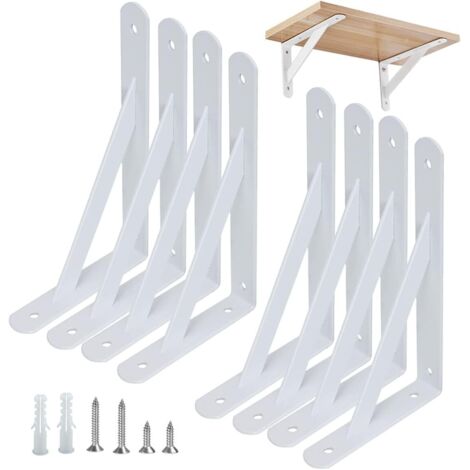8 Stück Regalhalterungen Schwerlast-Träger 90 Grad Wand-Winkel Regalhalterung Metall Regalträger mit Schrauben Wand Regalträger Eisen Regalwinkel für Winkel Regal (150×95mm),Weiß