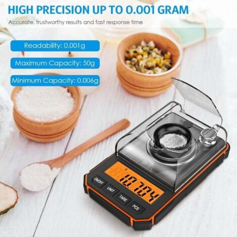 LOFICOPER Digitale Feinwaage – 50g/0,001g, Professionelle Milligramm-Waage Mit LCD, Tragbar