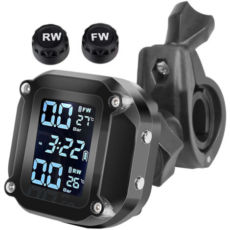 Motorrad-Reifendrucküberwachungssystem, wasserdicht, 7 Alarmmodi, kabelloses TPMS, automatisches Aufwachen und Schlafen, magnetischer Ladeanschluss mit 2 externen Sensoren